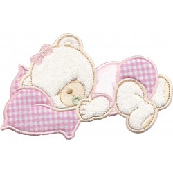 Iron-on Patch - Dreaming Teddy Bear  -  Pink